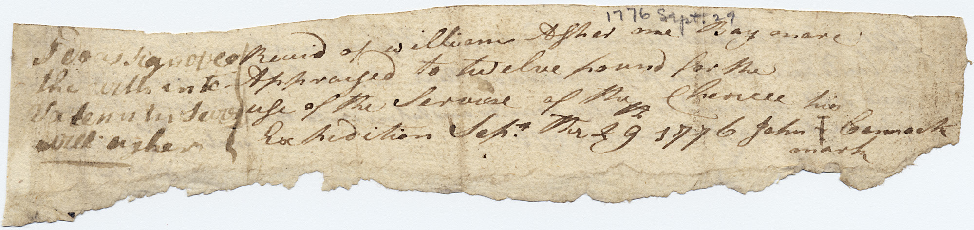 1776 horse receipt and appraisal